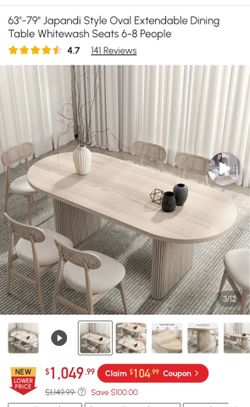 Japandi Style Extendable Dining Table – Table Only (No Chairs)