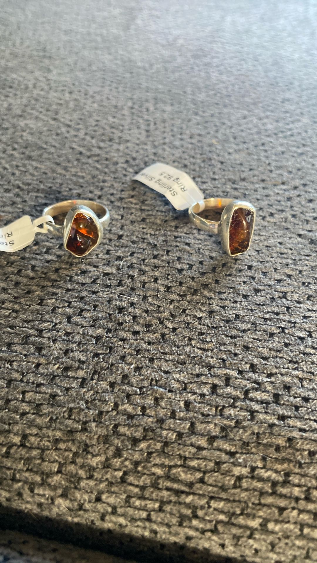 Sterling Silver/Large Amber Cobo hon Stone