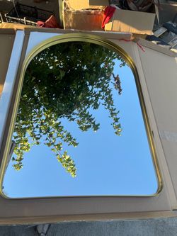 Large Arched Wall Mirror Gold Frame