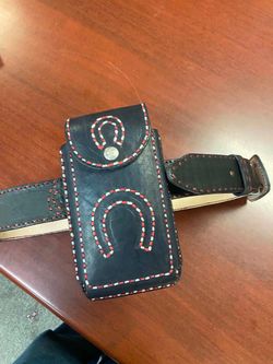 Nuevo set de cinturón y funda de Cuero cosidos à mano
