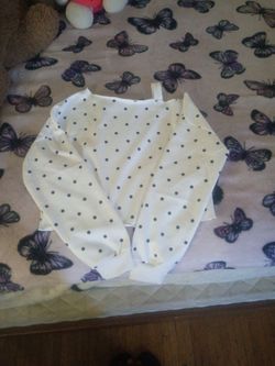 off the shoulder cropped polka dot sweatshirt