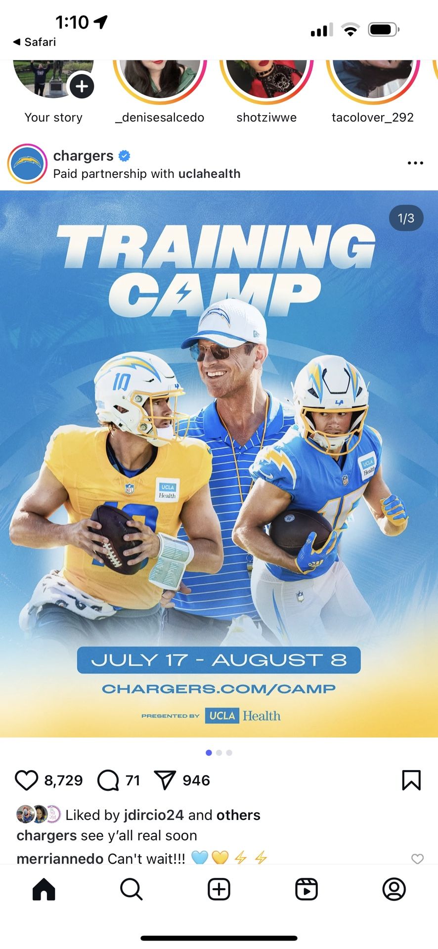 Chargers 2025 training Camp Tickets At The Bolt July 17-19