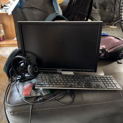 Work From Home Setup - Monitor, Wireless Keyboard, Wireless Mouse, Headset 