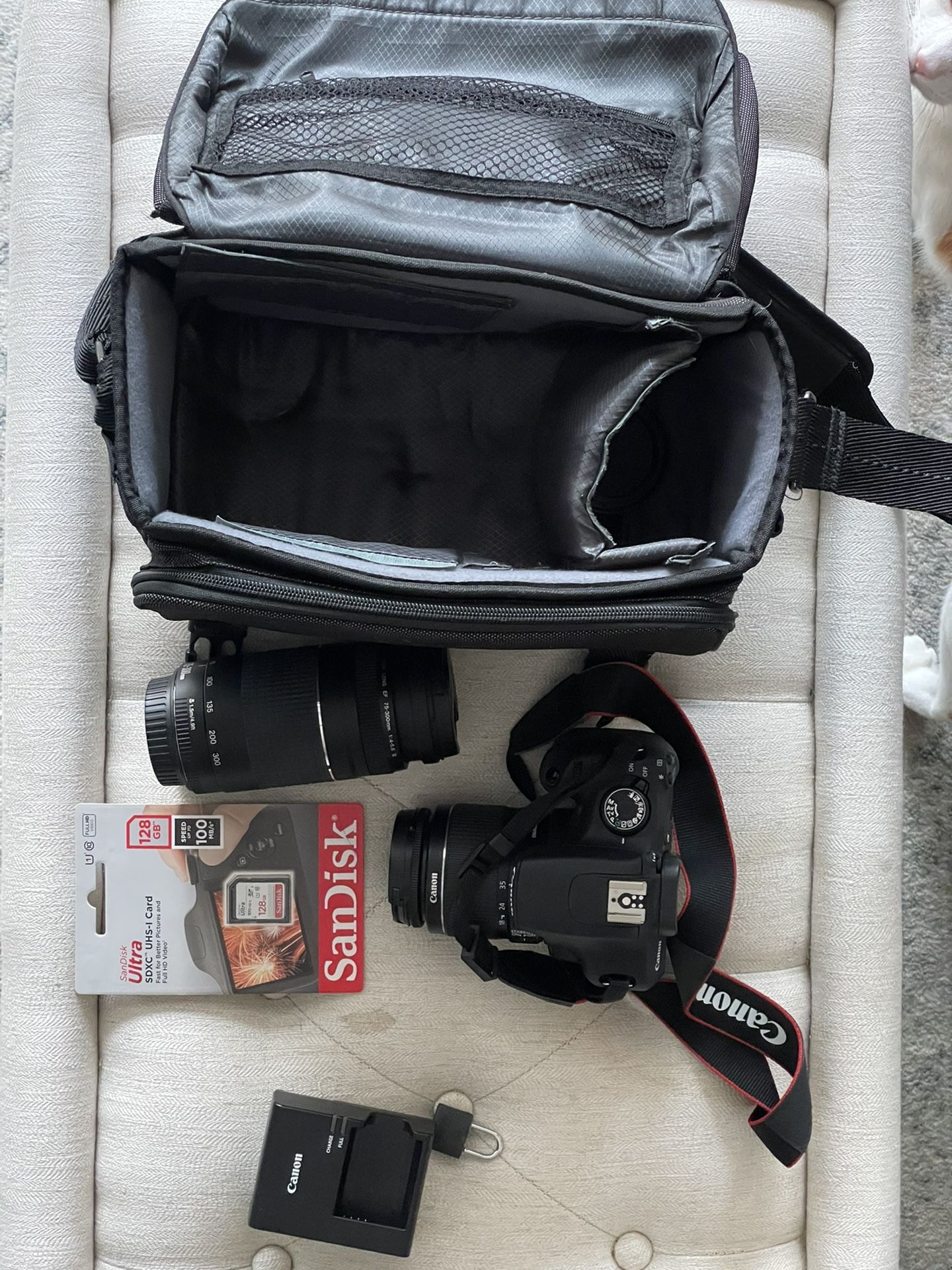Canon T5 EOS Rebel Dslr With Lenses, Sim Card, Bag For $325