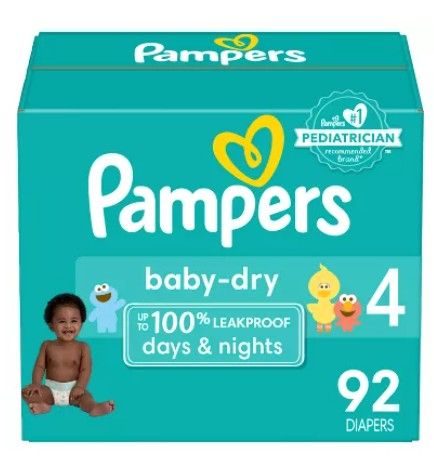 PAMPERS - BABY DRY DIAPERS - SIZE 4 - 92 COUNT 