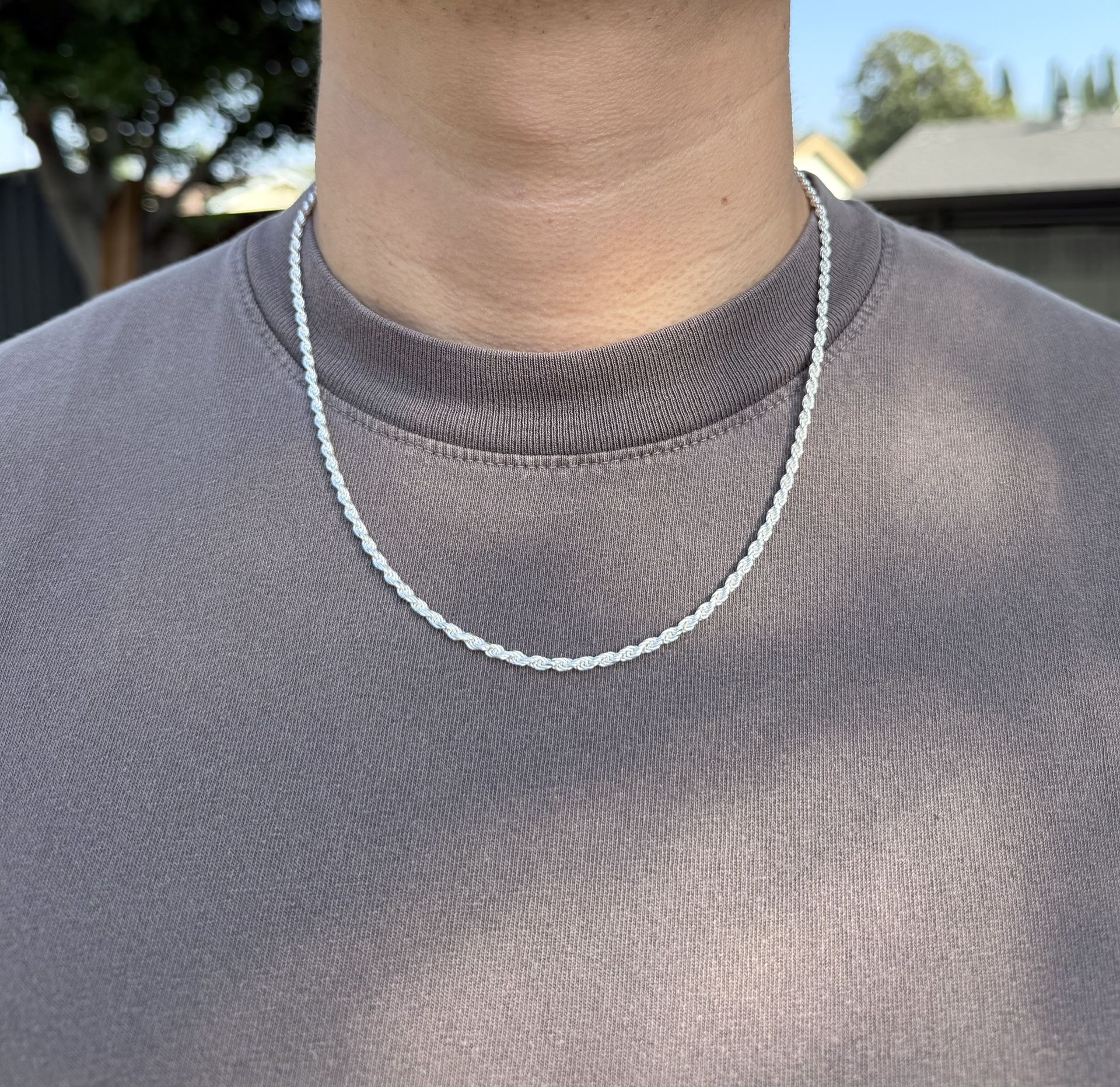 Silver Rope Link Chain 22”