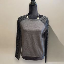 Calia small reglan style crewneck sweatshirt grey & black