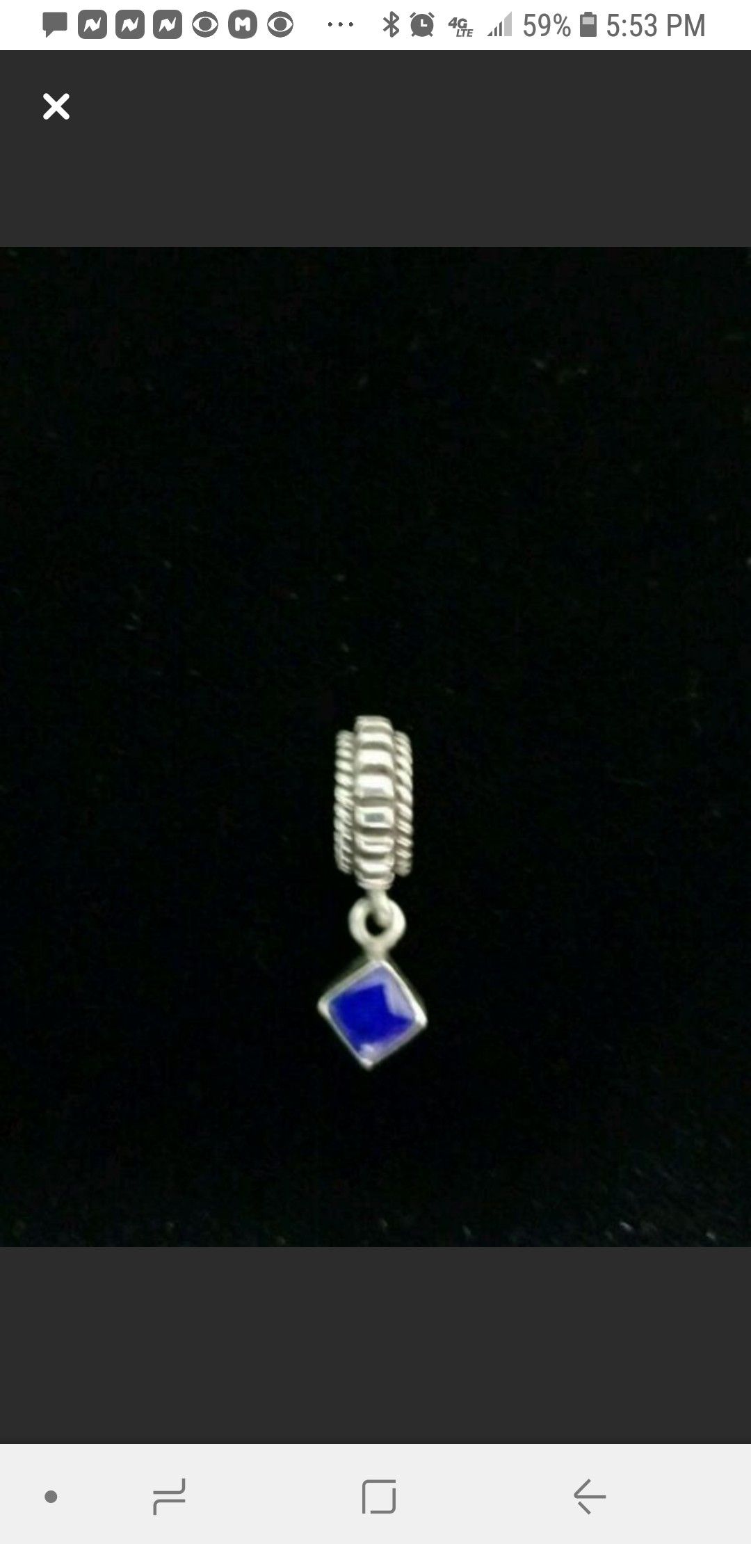 Nancy Brown Retired Sterling Silver Square Lapis Dangle Wheel Charm