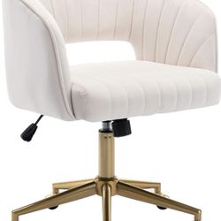 Home Office Swivel Velvet Desk Chair In Cream