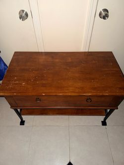 Wood and Metal Console Table with Drawer