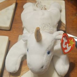 Ty Beanie Baby White Unicorn Plush