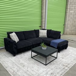 *Free Delivery* Black Sectional Couch Sofa