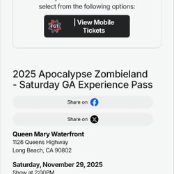 Apocalypse Zombie Land Saturday GA