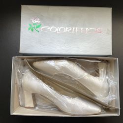 Vintage Coloriffics Monique Silk Bridal Shoes 7.5 Med