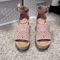 Pink Espadrille Heels Shoes 