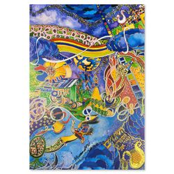 Raphael Abecassis, "King David's Song" Hand Signed, Numbered Limited Edition Mixed Media with Letter of Authenticity.