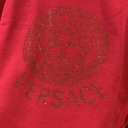 Red Unisex Large Rhinestone Sweatshirt 