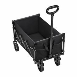 Brand New Happybuy Collapsible Wagon Cart, 120L & 225LBS Folding Utility Wagon with All-Terrain Wheels, Heavy Duty Outdoor Cart with Adjustable Handle