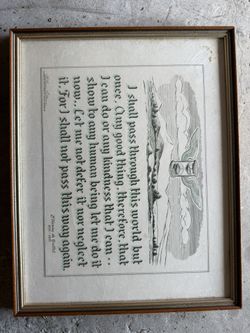 Antique 15”x12” Etienne de Grellet framed quote