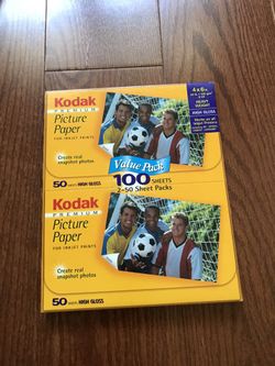Kodak premium picture photo paper 100 sheets 4” x 6”, high gloss