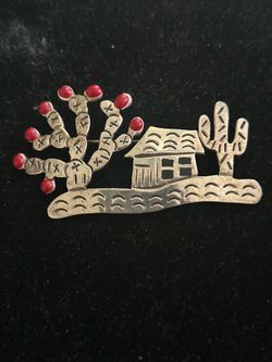 Native American coral pin