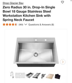 Glacier Bay 30 in. Stainless Steel Workstation Kitchen Sink
