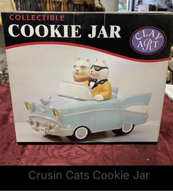 Collectible Cruisin’ Cats Cookie Jar 1998 BRAND NEW IN THE BOX