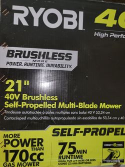 BRAND NEW Ryobi 21 inch Cordless 40V HP Mower. Self-Propelled Cross Cut Muti-Blade System 170CC Battery Electric  Brushless