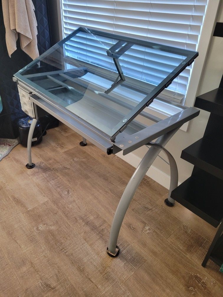 Architect Glass & Metal Desk Table