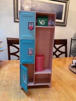 Doll School Locker Playset Pink and Blue