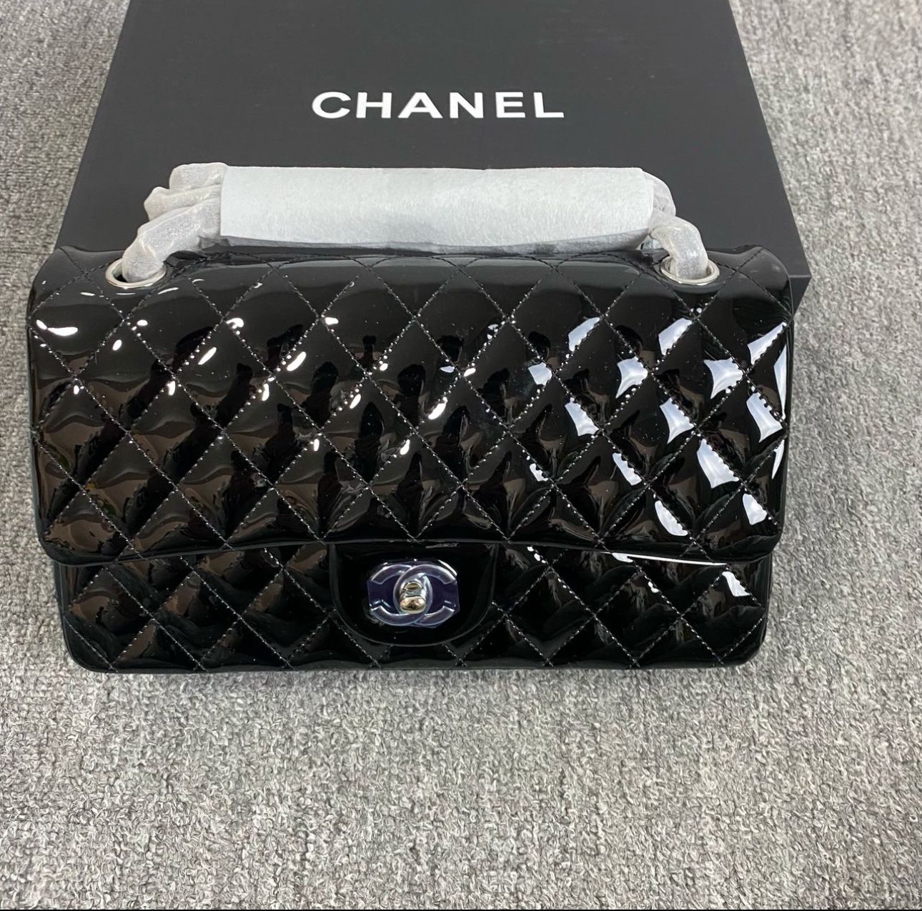 CHANEL 2010 Medium Classic Patent Double Flap shoulder bag