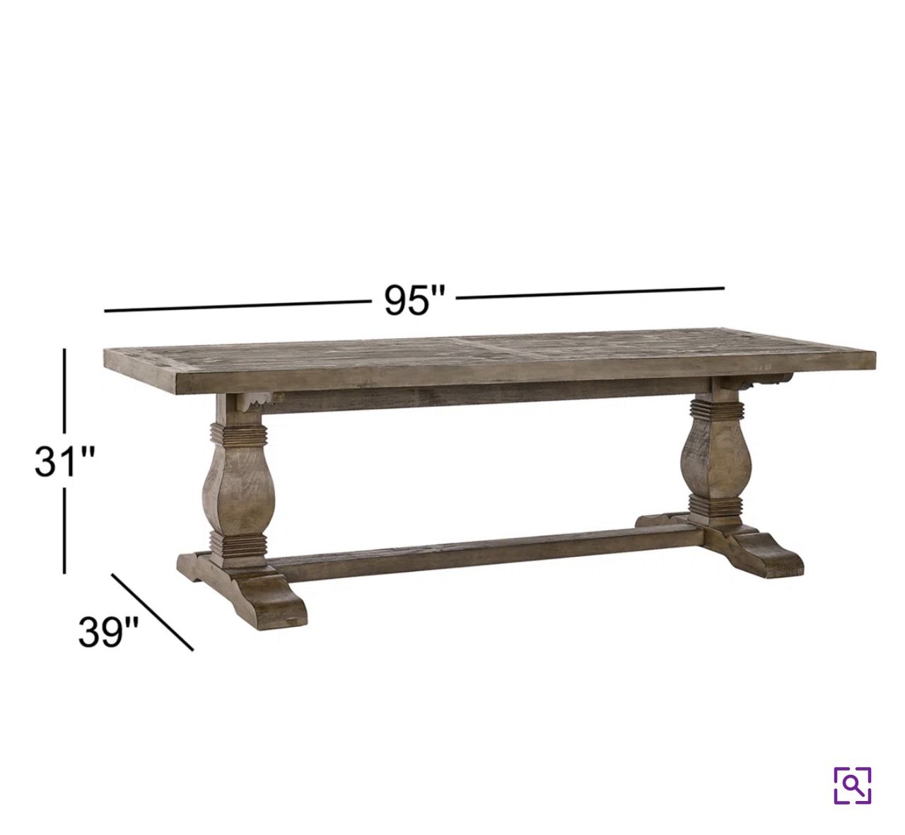 Rustic Solid Wood Dining Table With Bench