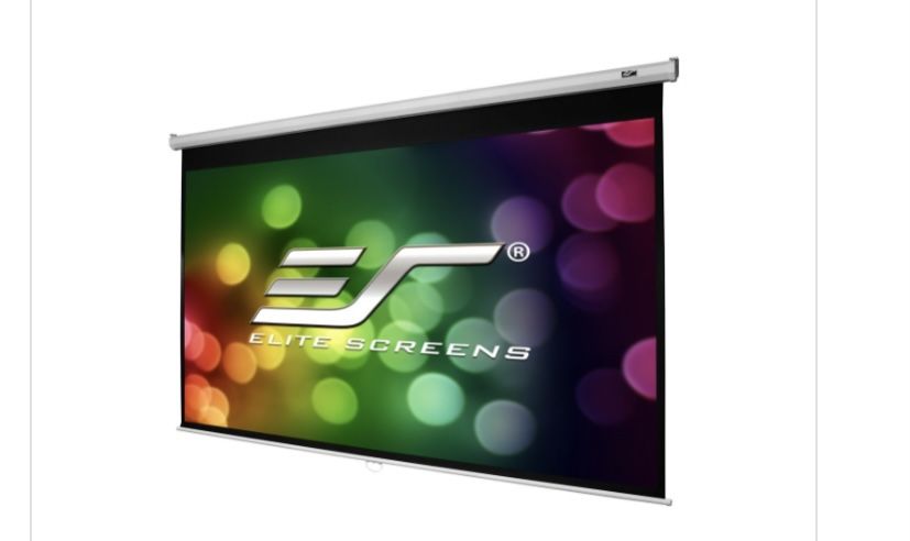 Elite Screens Manual B - 100-INCH 16:9, Manual Pull Down Projector Screen 4K / 8K Ultra HDR 3D Ready with Slow Retract Mechanism