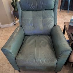 Teal Leather Lazy-Boy Push Back Recliner