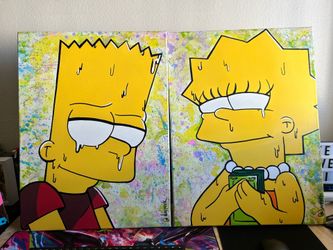 Bart & Lisa Simpson Canvas Wall Art Set – 16” x 24” – Set of 2