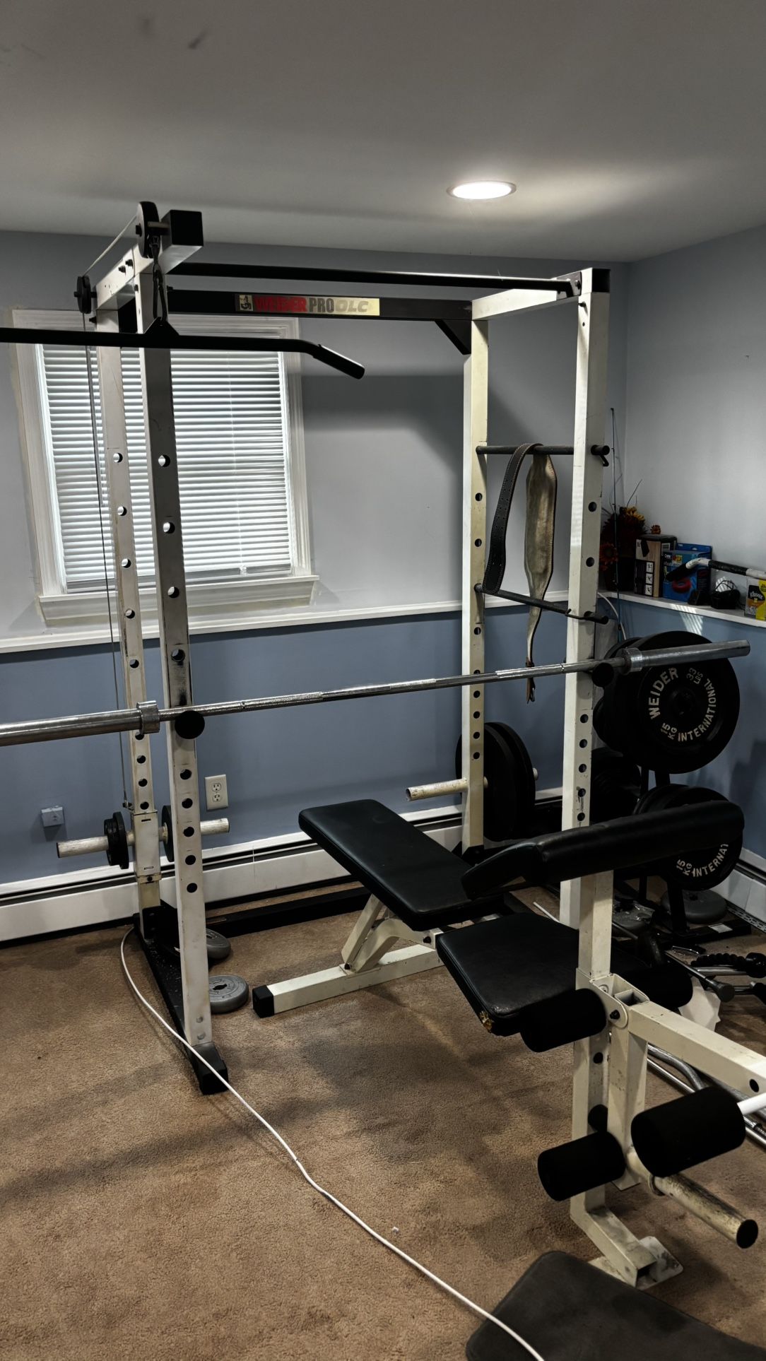 Weight Lifting(bench, Squat) Rack and Weights (Weider Pro)