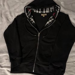 Black Burberry Zip Up Hoodie 