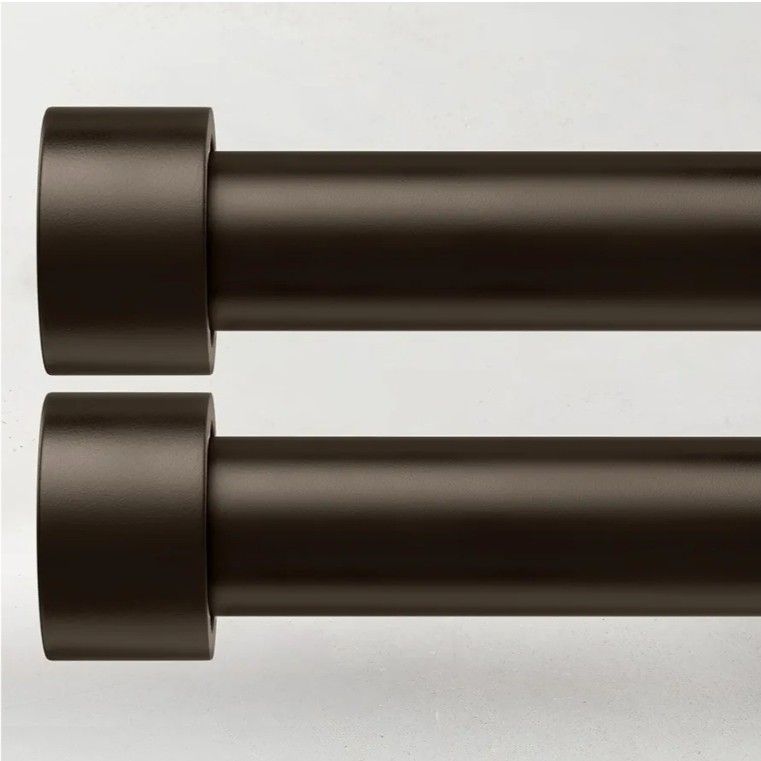 3375: New 2 Pack Curtain Rods for Windows 48 to 84 Inch(4-7ft), 1 Inch Bronze Adjustable Heavy Duty Long Curtain Rod Set, Modern Style Outdoor Drapery