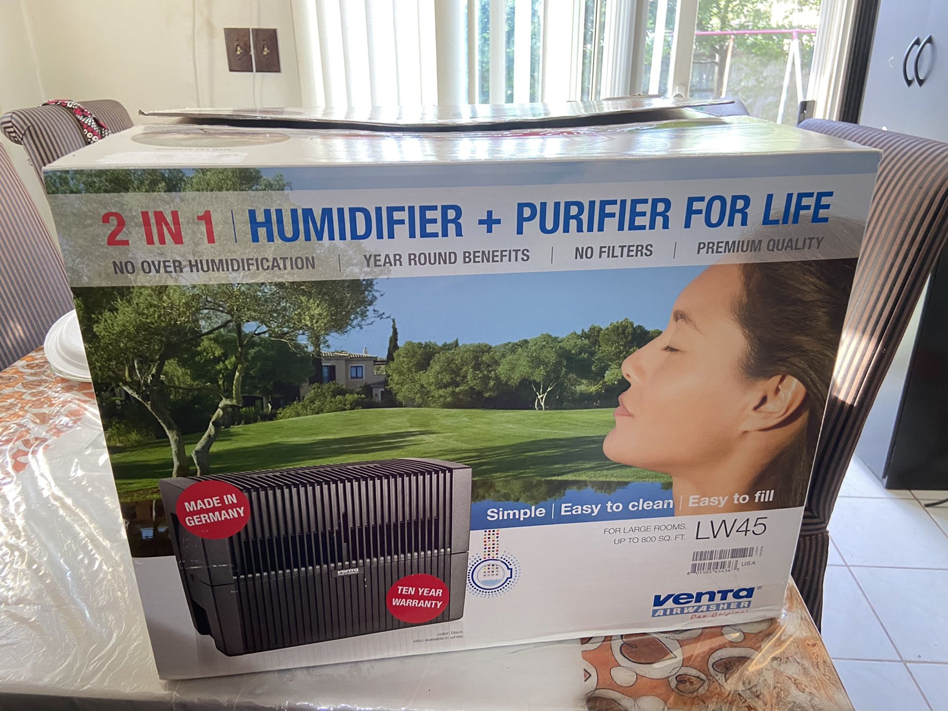 VENTA LW45 Brand New In A Box Airwasher 2-in-1 Humidifier And Purifier