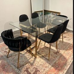 Black Gold Dining Table For 6 People