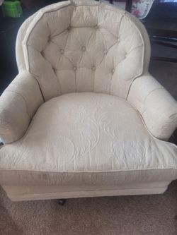 Cream Tufted Upholstered Accent Chair