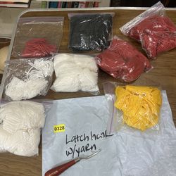 Vintage CARON  Latch Hook Tool With Wood Handle & yarn