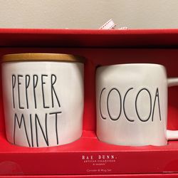Rae Dunn Peppermint Cellar & Cocoa Mug set- NEW