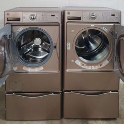 ROSE GOLD KENMORE ELITE FRONT LOAD WASHER AND DRYER SET with PEDESTALS 🩷 DELIVERED & INSTALLED 🆓 