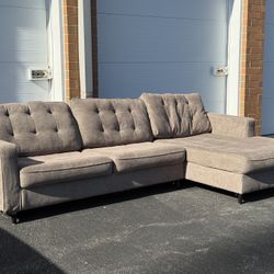 Light Brown Sectional Sofa with Chaise - Free Curbside Delivery! 