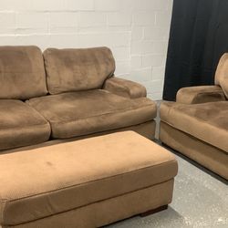 Sofa Couch Loveset Chair And A Half Ottoman Brown Fielding Set By Ashley Furniture Plush Deep Seat