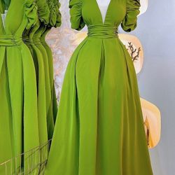 Green evening Dress, Prom Dress, Long Dress/ Small-large Available 
