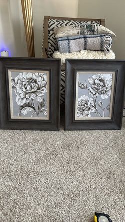 Set of 2 Coordinating Framed Floral Prints
