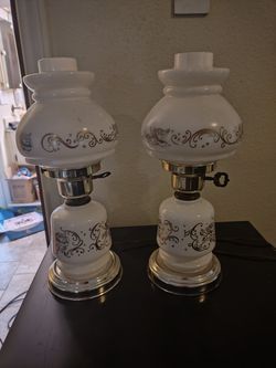 Vintage Hurricane Lamp Set