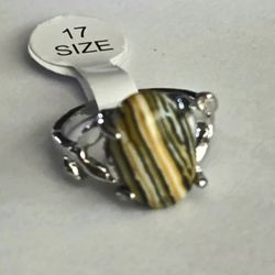 BUMBLEBEE JASPER POLISHED OVAL CABECHON SIZE 7 NEW RING